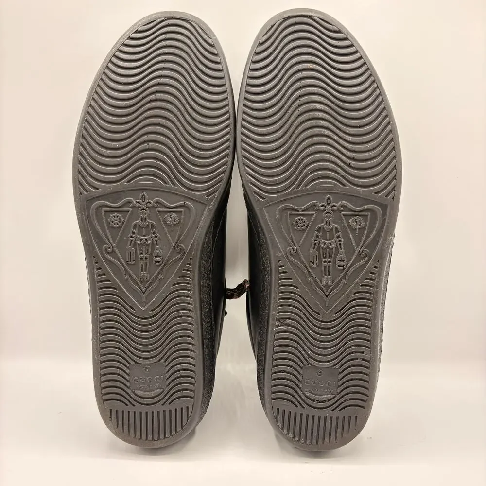 GUCCI Leather Perforated Logo Low Top Trainer Sneakers Black Sz 9G / 9.5 US $995